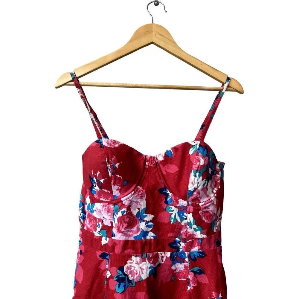 Jessica Simpson‎ Corset Floral Mini Dress Sz L Wedding Guest Date Night Concert